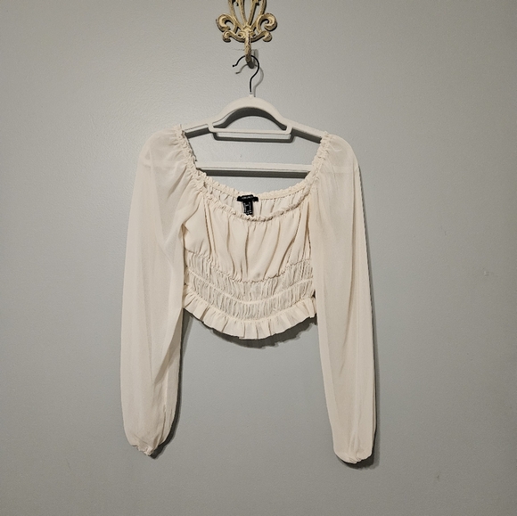 4 for $15! Forever 21 cropped peasant blouse - Picture 3 of 5